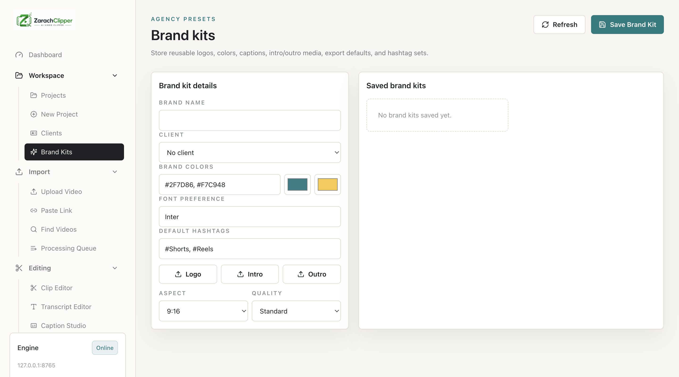 Use brand kits for client work