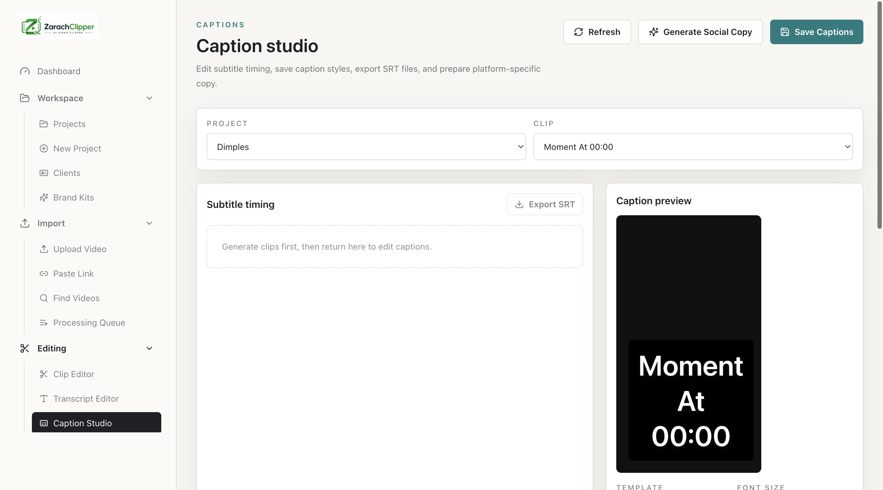 Caption style settings