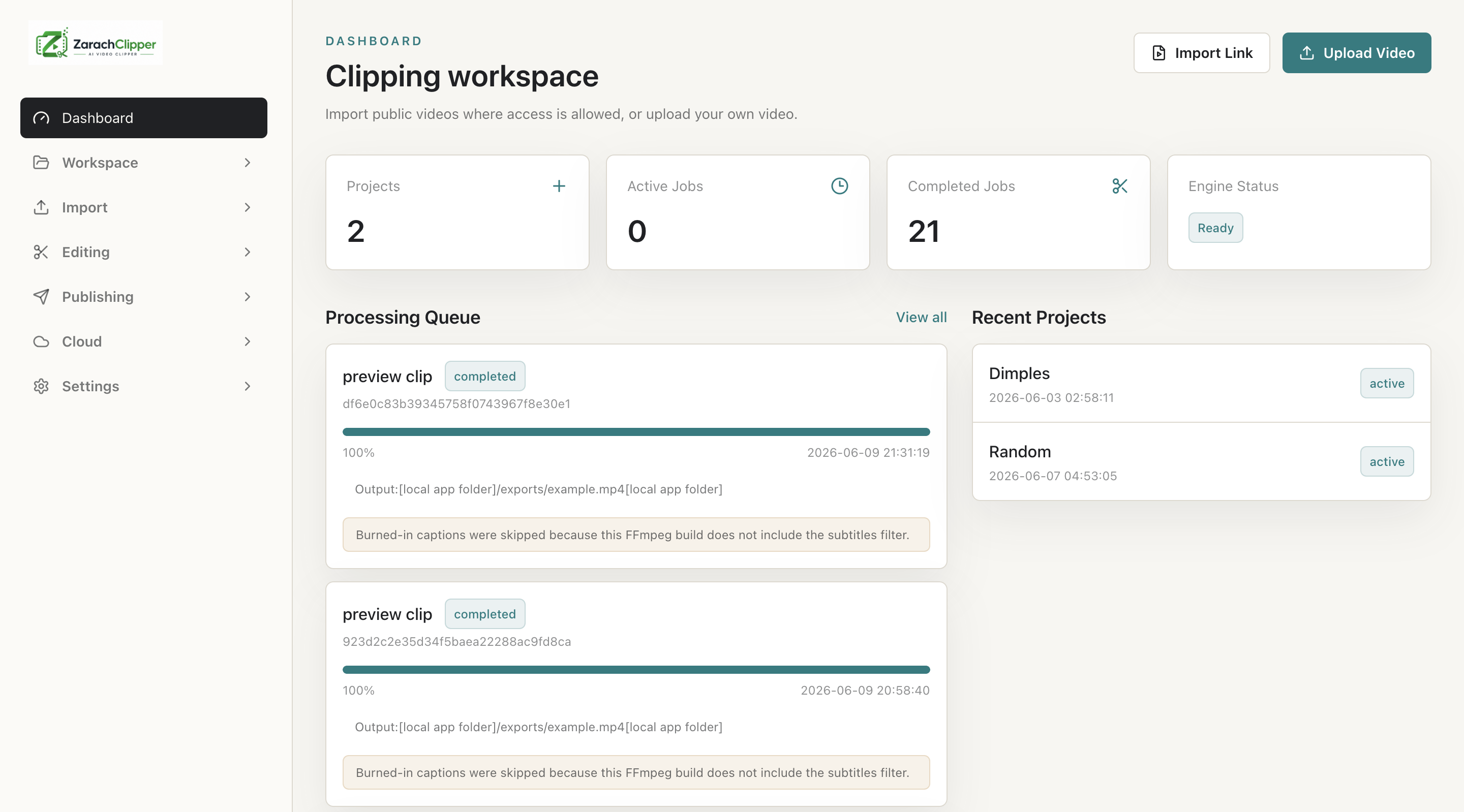 Dashboard overview