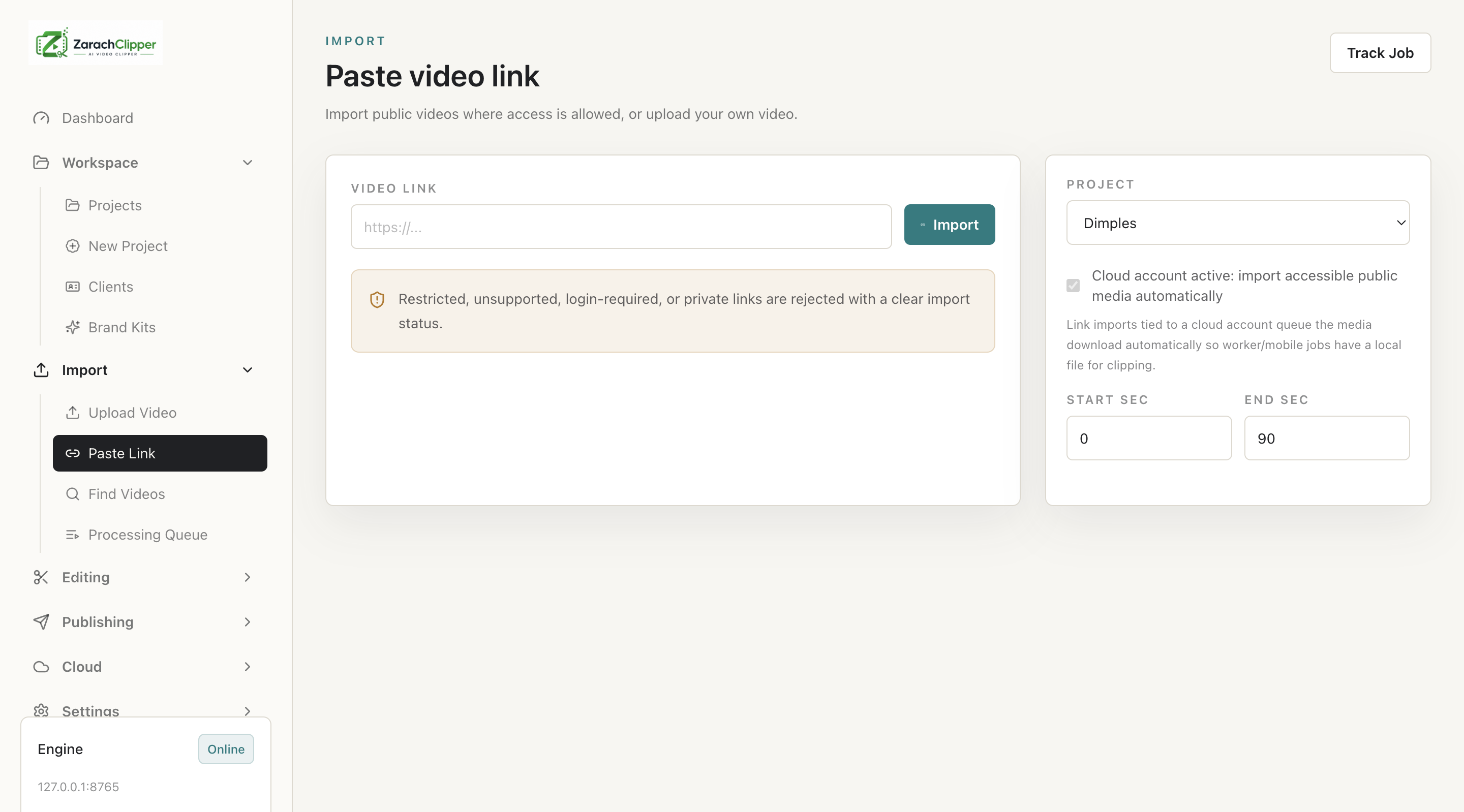 Paste link page