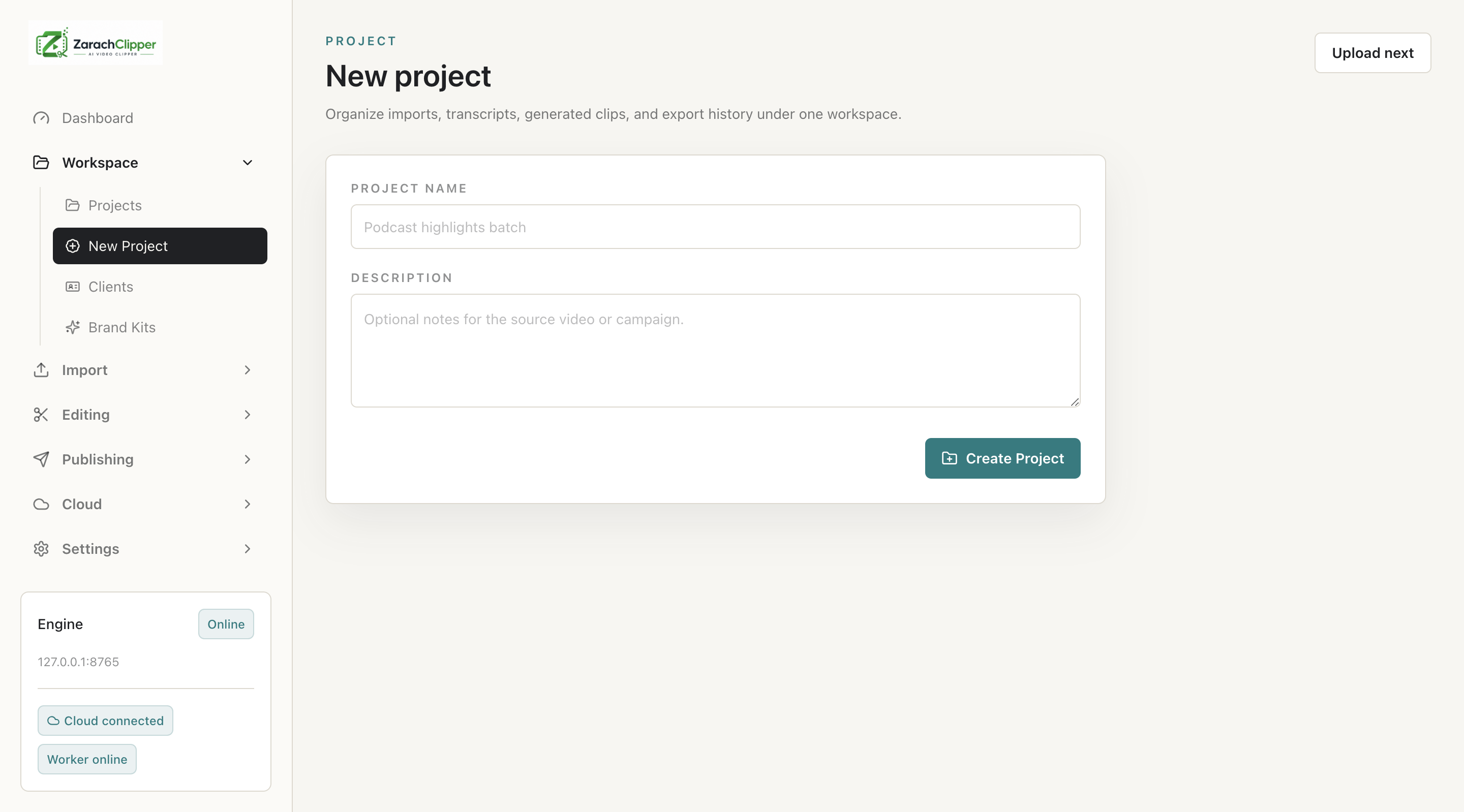 Create project